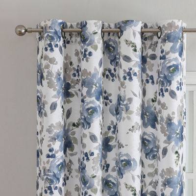 Regal Home Ayden Floral Energy Saving Blackout Grommet Top Single Curtain Panel