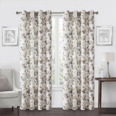 Regal Home Ayden Floral Grommet Top Energy Saving Blackout Single Curtain Panel