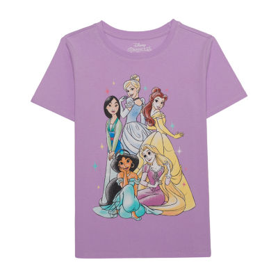 Disney Collection Little & Big Girls Crew Neck Short Sleeve Princess Graphic T-Shirt