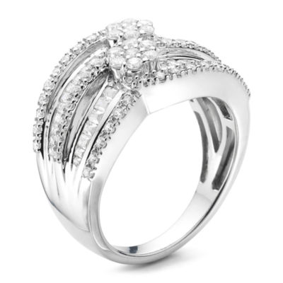 Diamond Blossom 1 CT.T.W. Natural 10K White Gold Ring