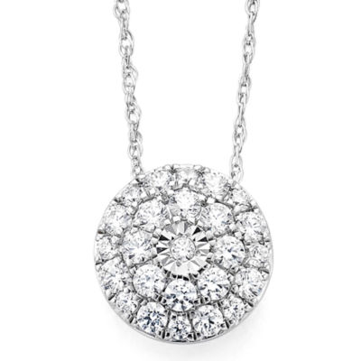 Diamond Blossom 1/2 CT.T.W. Natural Diamond 10K White Gold Pendant ...