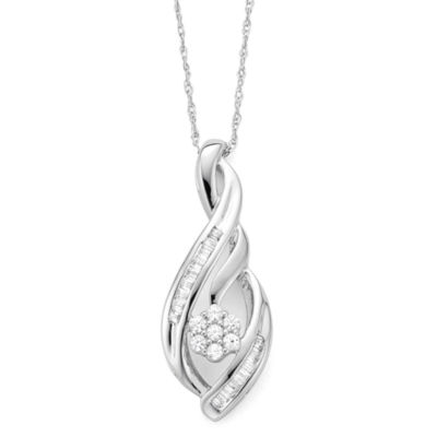 Diamond Blossom 1/4 CT.T.W. Natural Diamond Sterling SIlver Pendant Necklace