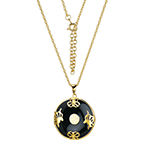 Womens Genuine Black Agate 18K Gold Over Silver Pendant Necklace