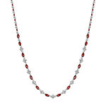 Womens Genuine Red Garnet Sterling Silver Collar Necklace