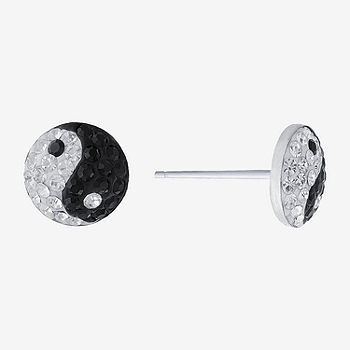Sterling Silver Ear Studs with Yin Yang Sterling Silver Ear Studs with Yin Yang