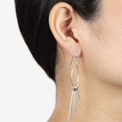 Silver Reflections Womens Pure Silver Over Brass Oval Drop Earrings