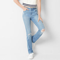 Arizona Stretch Fabric Womens Mid Rise Bootcut Jean, 5, Blue