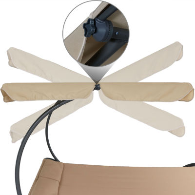 Chaise Rocking Lounge Chair with Canopy and Pillows