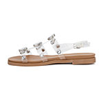 Olivia Miller Womens Crystal Flat Sandals