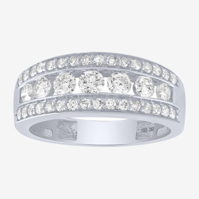 (H-I / I1) Womens 1 CT. T.W. Lab Grown White Diamond 10K White Gold Anniversary Wedding Band