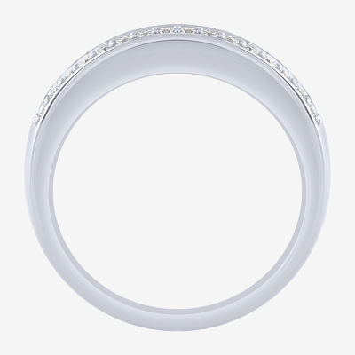 (H-I / I1) Womens 1 CT. T.W. Lab Grown White Diamond 10K White Gold Anniversary Wedding Band