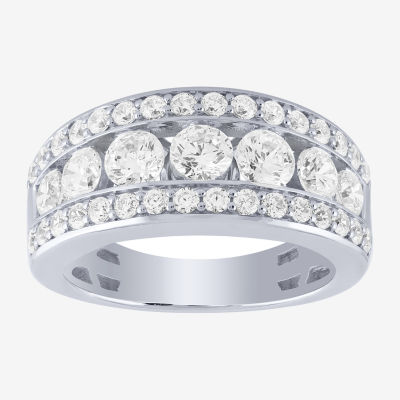 (HI / I1) 3.5MM 2 CT. T.W. Lab Grown White Diamond 10K White Gold Anniversary Wedding Band