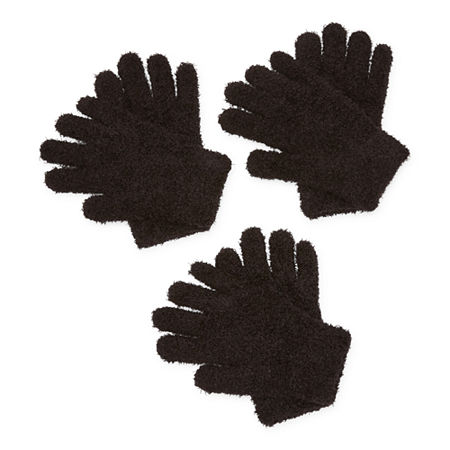 Mixit Womens 3 Pack Fluffy Cold Weather Gloves, One Size , Black