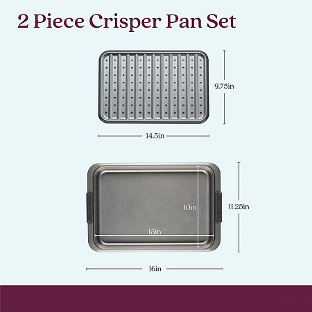 Anolon Advanced 2-Pc. Rectangular Crisper Pizza Pan, One Size, Gray