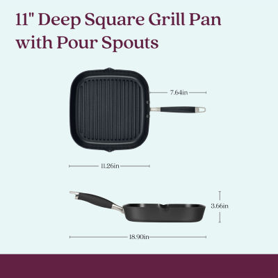 Anolon Advanced Home Hard Anodized 11" Square Grill Pan with Pour Spouts