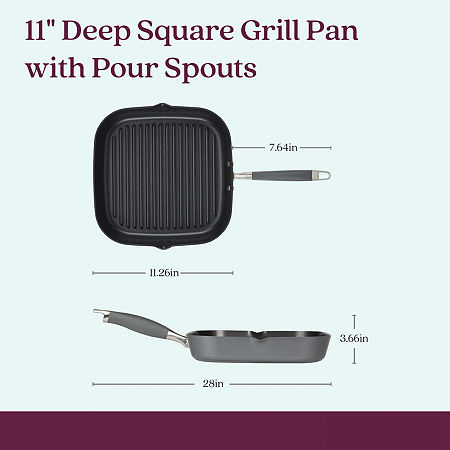 Anolon Advanced Home Hard Anodized 11 Square Grill Pan With Pour Spouts, One Size, Gray