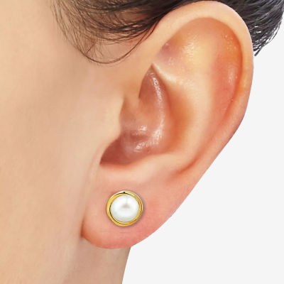 Certified Sofia™ Cultured Freshwater Pearl 10K Gold Knot Stud Earrings