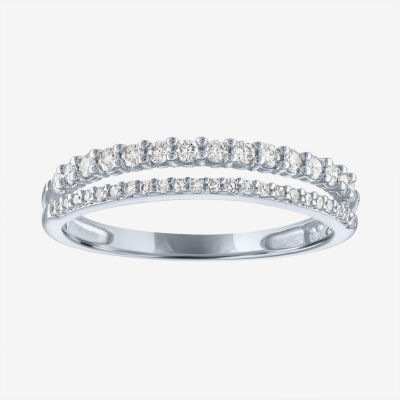 (G-H / Si2-I1) Womens 1/3 CT. T.W. Lab Grown White Diamond 10K White Gold Delicate Band