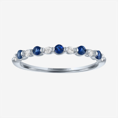 Modern Bride Lab-Created Gemstone and 1/10 CT.T.W. Lab-Grown Diamond 2MM Wedding Band 10K Gold