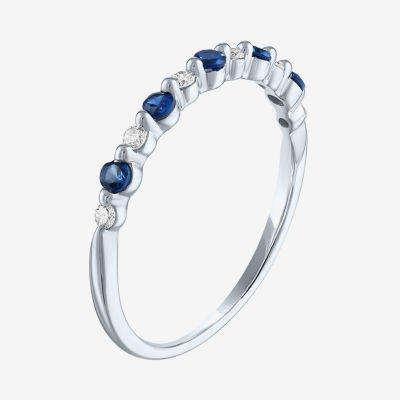 Modern Bride Lab-Created Gemstone and 1/10 CT.T.W. Lab-Grown Diamond 2MM Wedding Band 10K Gold