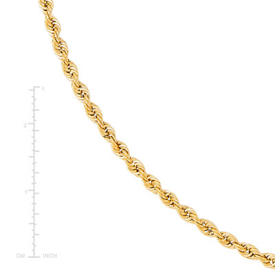 10K Gold 18 - 24 Inch Hollow Rope Chain Necklace