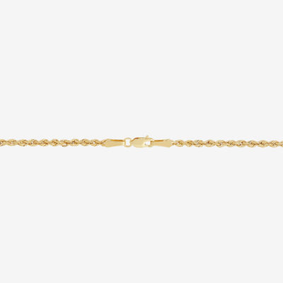 10K Gold 7.25 Inch Hollow Rope Chain Bracelet