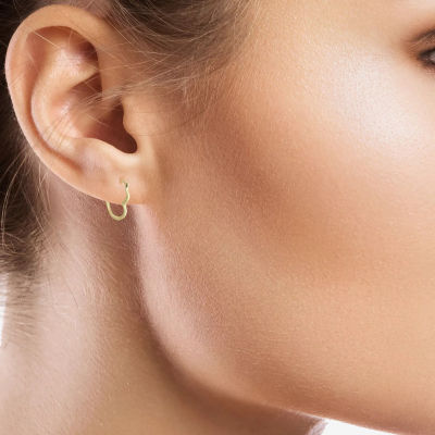 Womens 14K Gold 14mm Heart Hoop Earrings