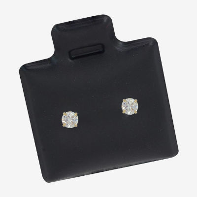 White Cubic Zirconia 14K Gold 8mm Stud Earrings