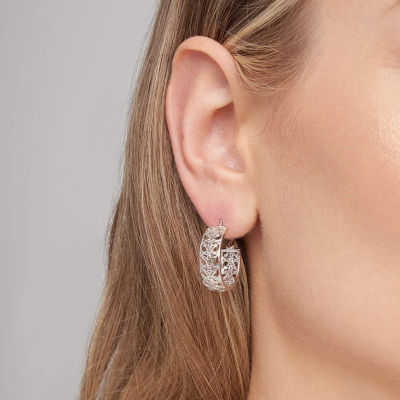 Womens Sterling Silver 23mm Hoop Earrings
