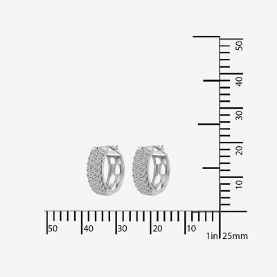 DiamonArt® Cubic Zirconia Sterling Silver Pavé Huggie Hoop Earrings