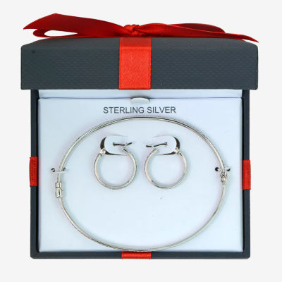 Womens Sterling Silver 2-pc. Glitter Jewelry Set