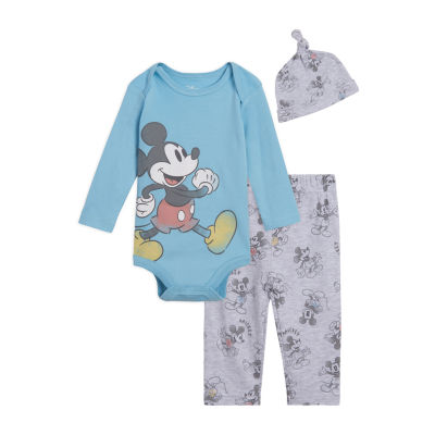 Disney Baby Boys 3-pc. Crew Neck Long Sleeve Mickey Mouse Bodysuit Set