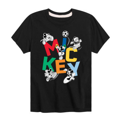 Disney Collection Little & Big Boys Crew Neck Short Sleeve Mickey Mouse Graphic T-Shirt