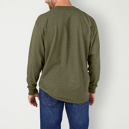 Dickies Heavyweight Heather Mens Crew Neck Long Sleeve Pocket T-Shirt, Large, Green