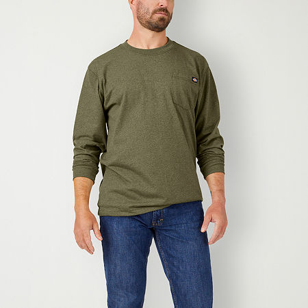 Dickies Heavyweight Heather Mens Crew Neck Long Sleeve Pocket T-Shirt, Large, Green