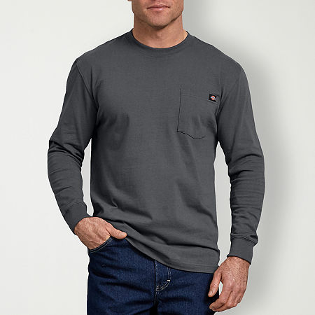 Dickies Heavyweight Mens Crew Neck Long Sleeve Pocket T-Shirt, X-large, Gray