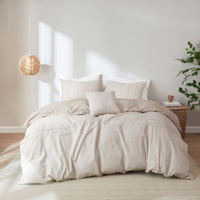 Clean Spaces Blakely 5 Piece Organic Cotton Oversized Comforter Cover Set w/removable insert