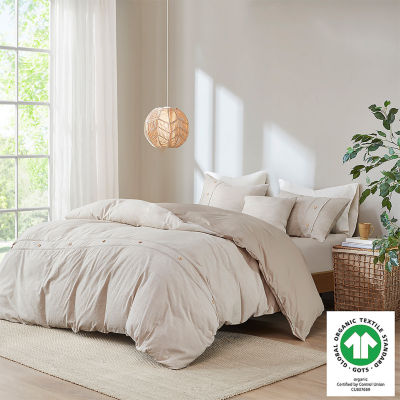 Clean Spaces Blakely 5 Piece Organic Cotton Oversized Comforter Cover Set w/removable insert