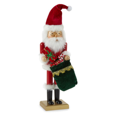 North Pole Trading Co. 14" Santa Clause Wood Nutcracker, Color Red