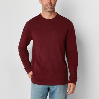 St. John's Bay Interlock Mens Crew Neck Long Sleeve Pocket T-Shirt