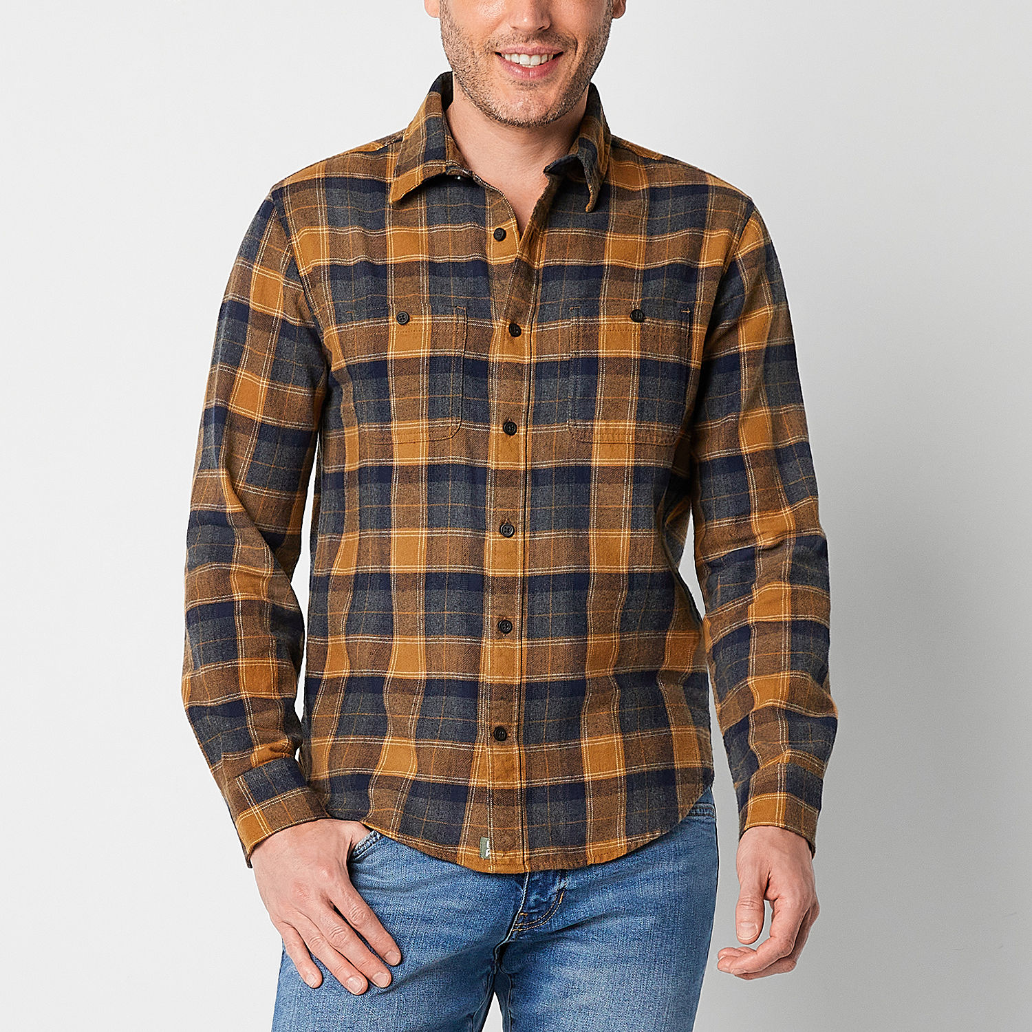 mutual weave Mens Regular Fit Long Sleeve Plaid Flannel Shirt - JCPenney