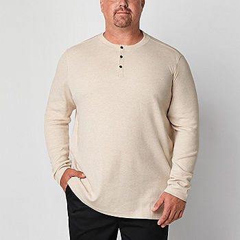 Men's Henley Shirt Long Sleeve Waffle Thermal Henley Top Casual