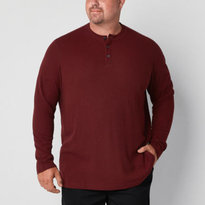 Men's Classic Fit Waffle-Knit Heavy Thermal Shirt (S, Burgundy) at   Men's Clothing store