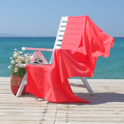 2pc Turkish Cotton Sea Breeze Pestemal Beach Towel Turquoise