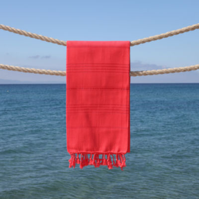 2pc Turkish Cotton Sea Breeze Pestemal Beach Towel Turquoise