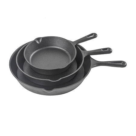 Commercial Chef Set 3-pc. Cast Iron Skillet, One Size, Black