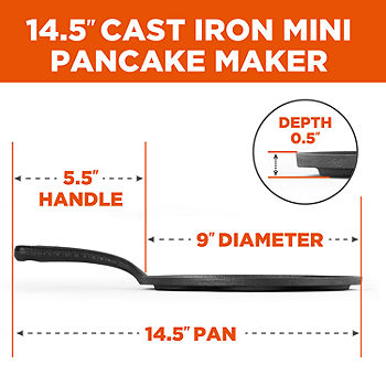 Commercial Chef Mini Pancake Maker Cast Iron Griddle