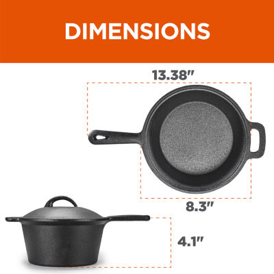 Commercial Chef 2.0 Qt Cast Iron With Lid Sauce Pan