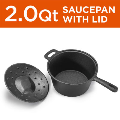 Commercial Chef 2.0 Qt Cast Iron With Lid Sauce Pan
