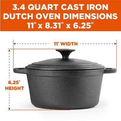 Commercial Chef 3.4 Quart Cast Iron Dutch Oven